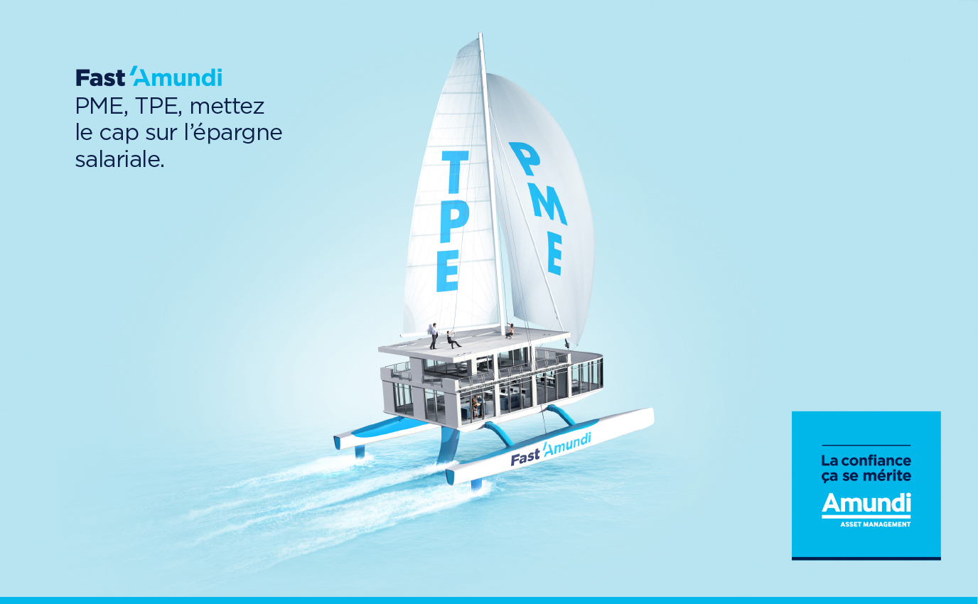 amundi fast trimaran immeuble publicite creative frappa
