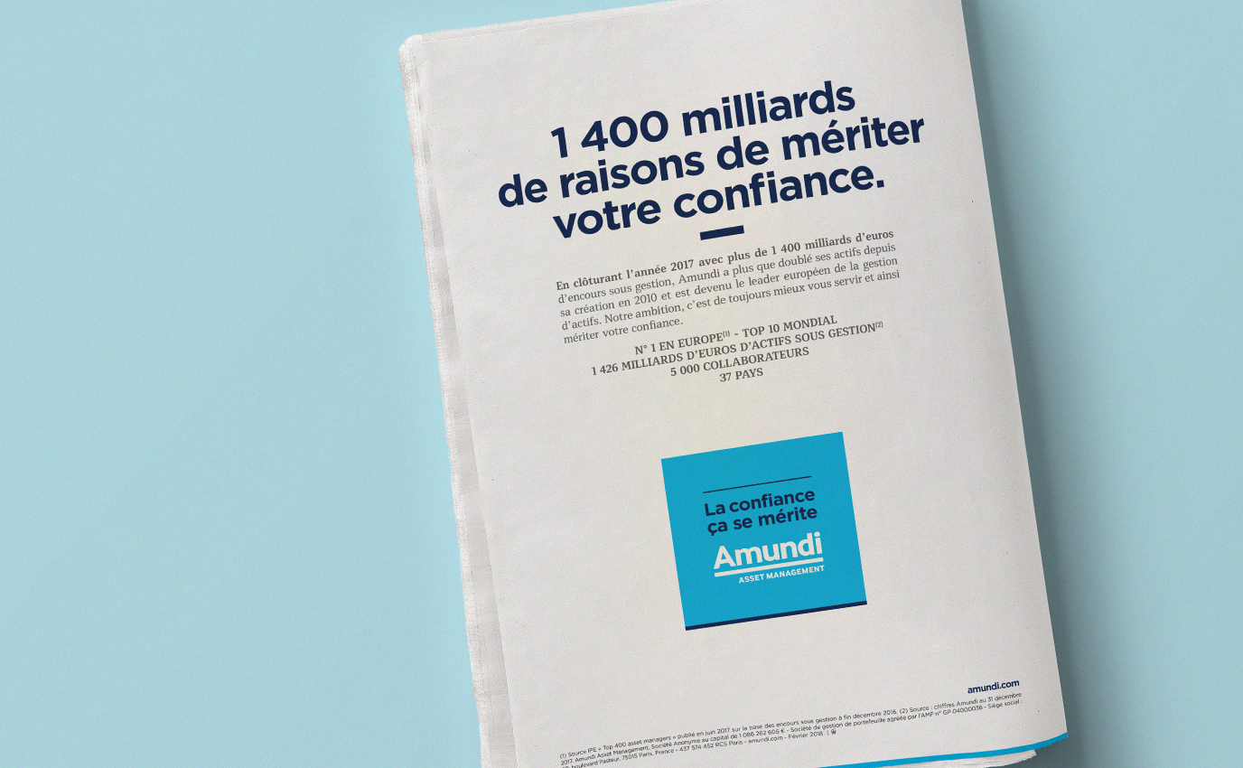 amundi resultats finance milliards typo publicite creative frappa