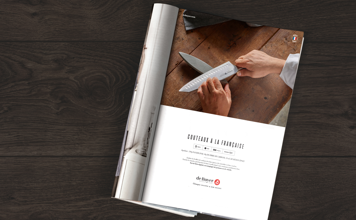 de buyer knife recipe print ad concept annonce publicite recette couteau frappa
