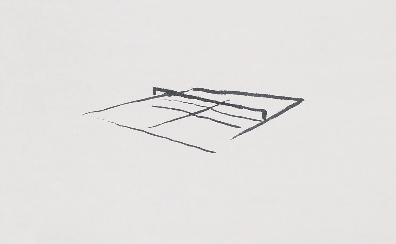 lacoste minimalistic tennis field terrain ink brush pinceau concept art brand frappa