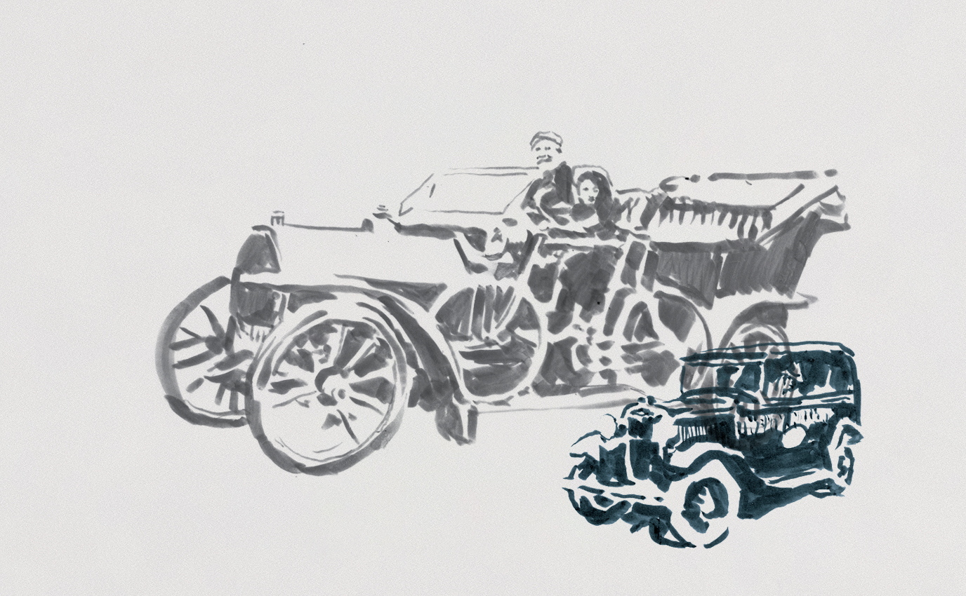 lacoste vintage cars illustration voiture ancienne ink brush encre pinceau frappa